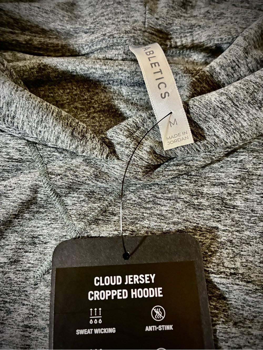Fabletics Cropped Goodie, Charcoal,Cloud Jersey Hooded Pullover, medium - Picture 3 of 4